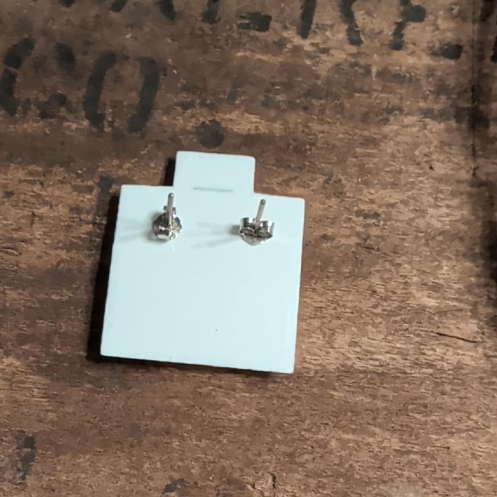 Sterling Silver Triangle Stud Earrings - Silver - Picture 2 of 2